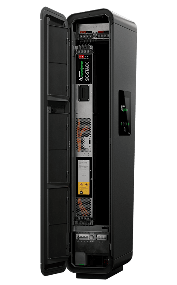 Alpitronic Hypercharger HYC200-100kW 2x 3,5m Ladekabel und Sockel bei Spreewatt-1